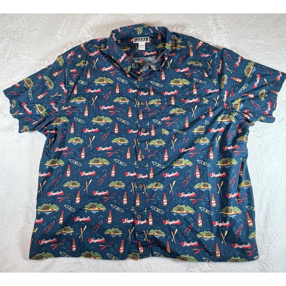 Duluth Trading Co Shirt Men's Sz 3XL Blue Leinenkugel's Collaboration BBQ Beer
